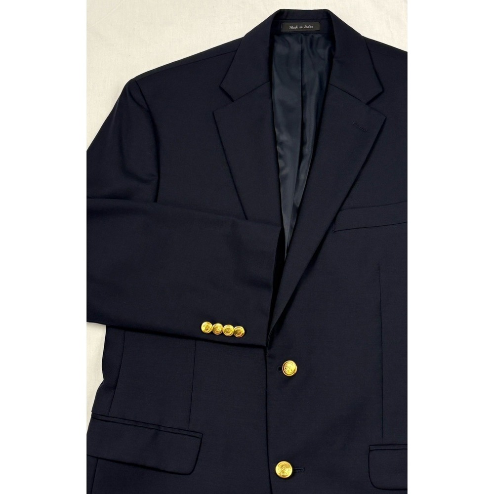 VTG 90s Chaps 100% Wool Rowing Jacket Blazer 38R Navy Crested Gold Buttons EUC